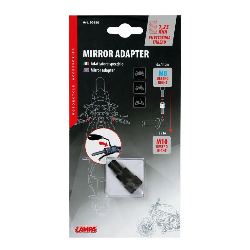 ADAPTADOR PARA ESPEJOS MOTO - ROSCA Ø 8 MM DERECHA