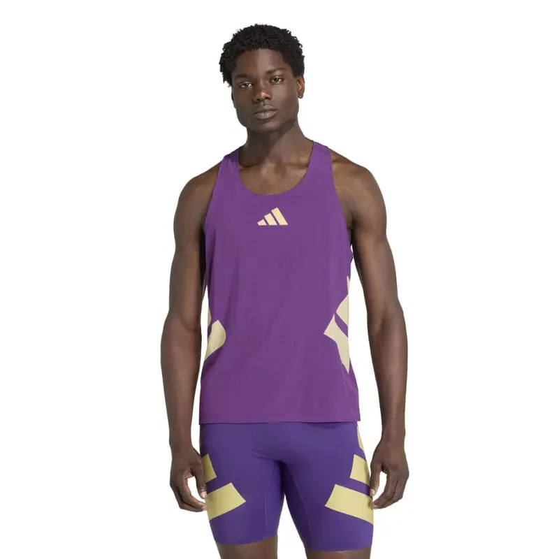 Adidas camiseta tirantes Adizero Road to Records Púrpura