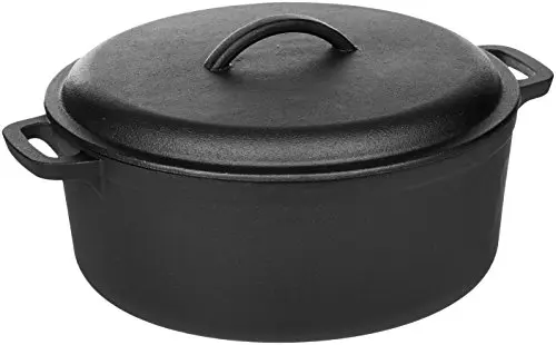 Amazon Basics - Horno holandés de hierro fundido pretratado con asa doble, 6,62 l