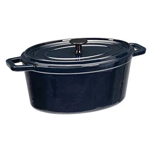 Amazon Basics – Olla holandesa de hierro fundido esmaltado prémium, ovalada, 5,9 l