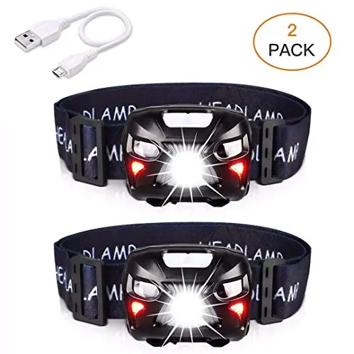 APUNOL - 2 Unidades Linterna Frontal LED USB Recargable