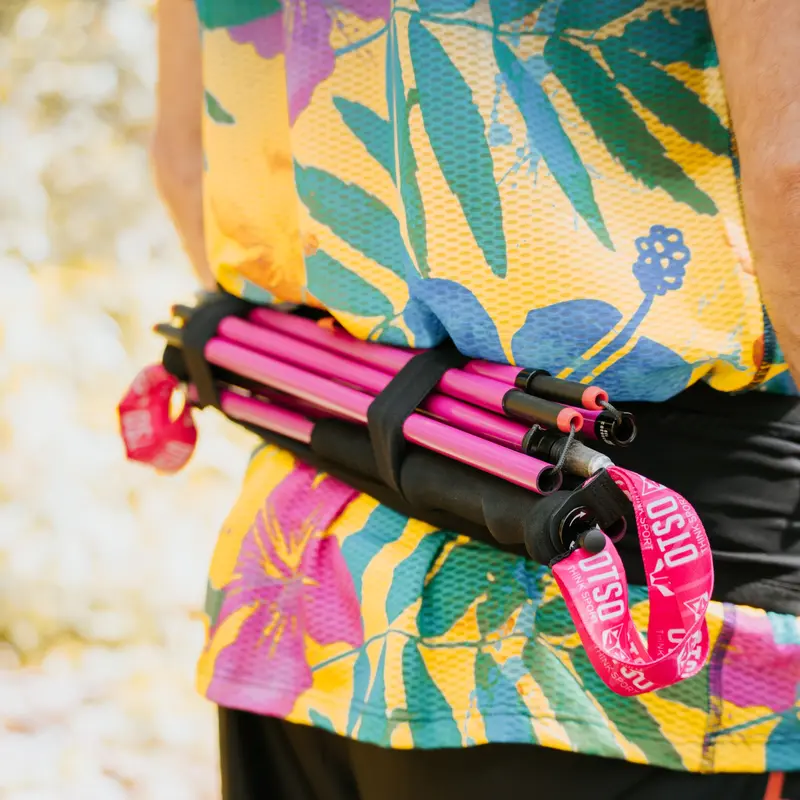 Bastones de carbono plegables ultraligeros para Trail Running y Trecking - Rosa