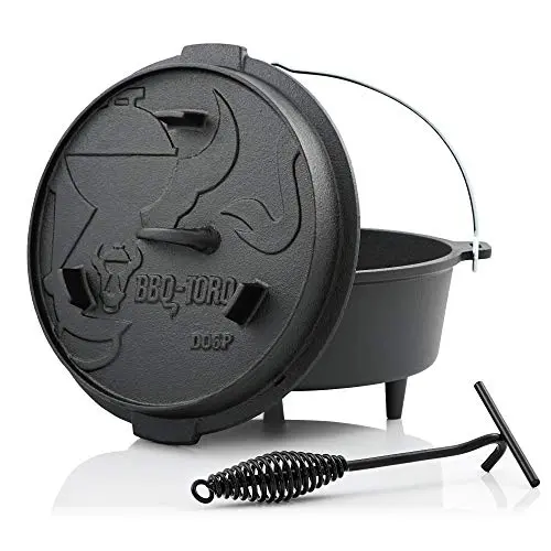 BBQ-TORO Horno Holandés I Serie Premium I Dutch Oven I Hierro Fundido I Quemado
