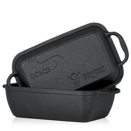 BBQ-Toro Molde para Pan | 2 en 1 - Olla + Sartén Rectangular de Hierro Fundido para Horno | 4,5 litros