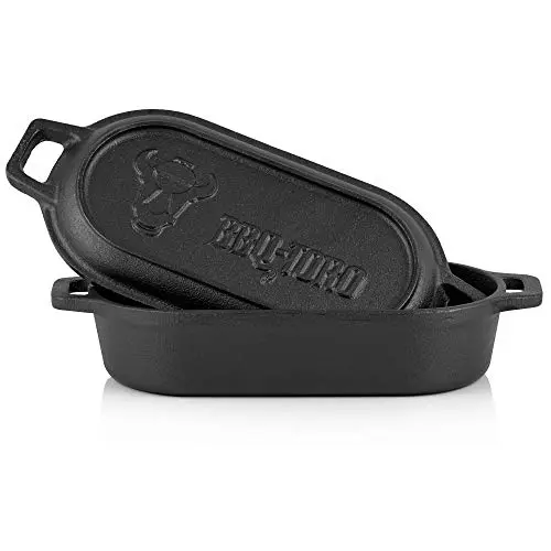 BBQ-Toro Olla de Hierro Fundido con Tapa y Asas | 1 litro | 29 x 12,5 x 5,5 cm | Curada