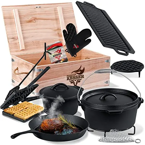 BBQ-TORO Olla de Hierro Fundido con Tapa y Mango | 4,4 litros