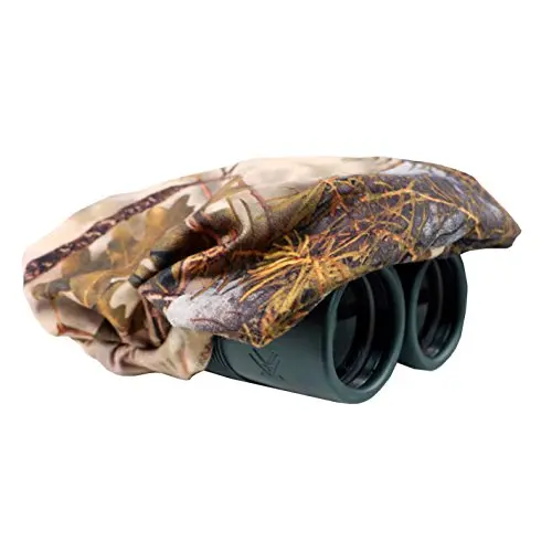BinoSlicker - Cubierta binocular impermeable y ligera con limpiador de lentes de microfibra, camuflaje, 10 X42