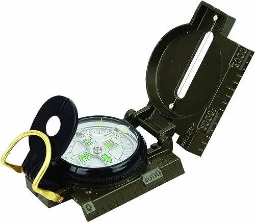 Brújula Militar Highlander Plegable Verde Oliva - Diseño Ejército Británico con Dial Luminoso