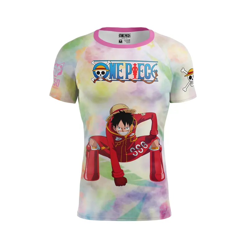 Camiseta manga corta hombre - One piece egghead luffy and the crew pink