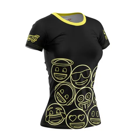Camiseta manga corta mujer - Emoji Neon Faces