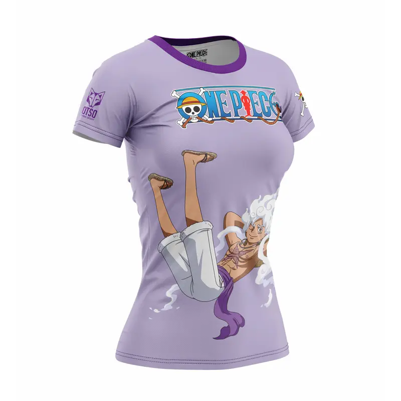 Camiseta manga corta mujer - One piece egghead luffy gear5 purple