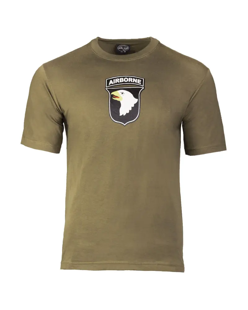 Camiseta Mil-Tec 101st Airborne Verde Oliva - T-Shirt Militar Coleccionista