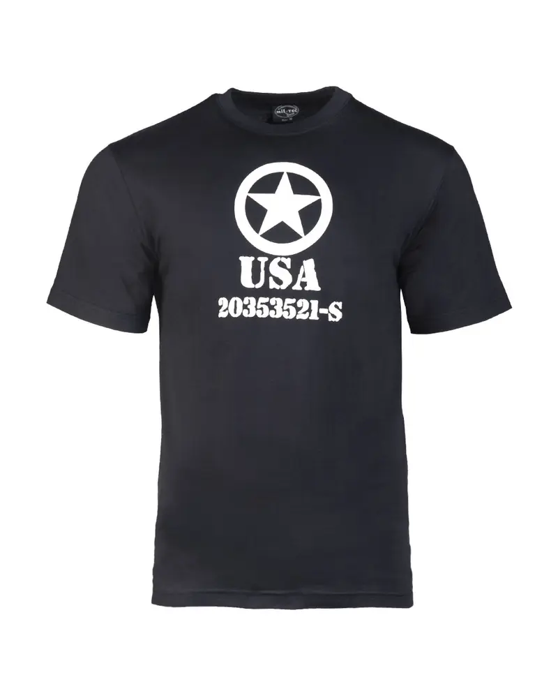 Camiseta Mil-Tec Allied Star Negra - Diseño Militar Auténtico