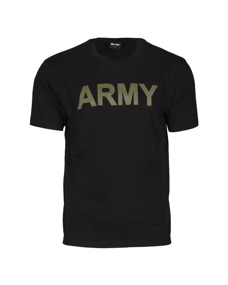 Camiseta Mil-Tec Army Negra con Estampado Militar Táctica