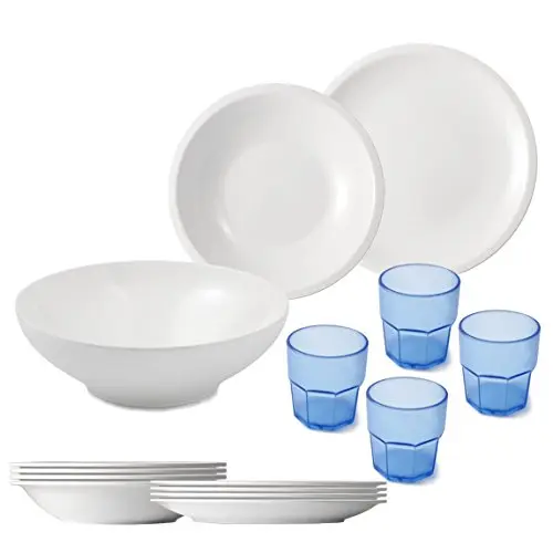 Cartaffini Agile Juego Camping 14 Piezas, melamina, Blanco, 25. cm
