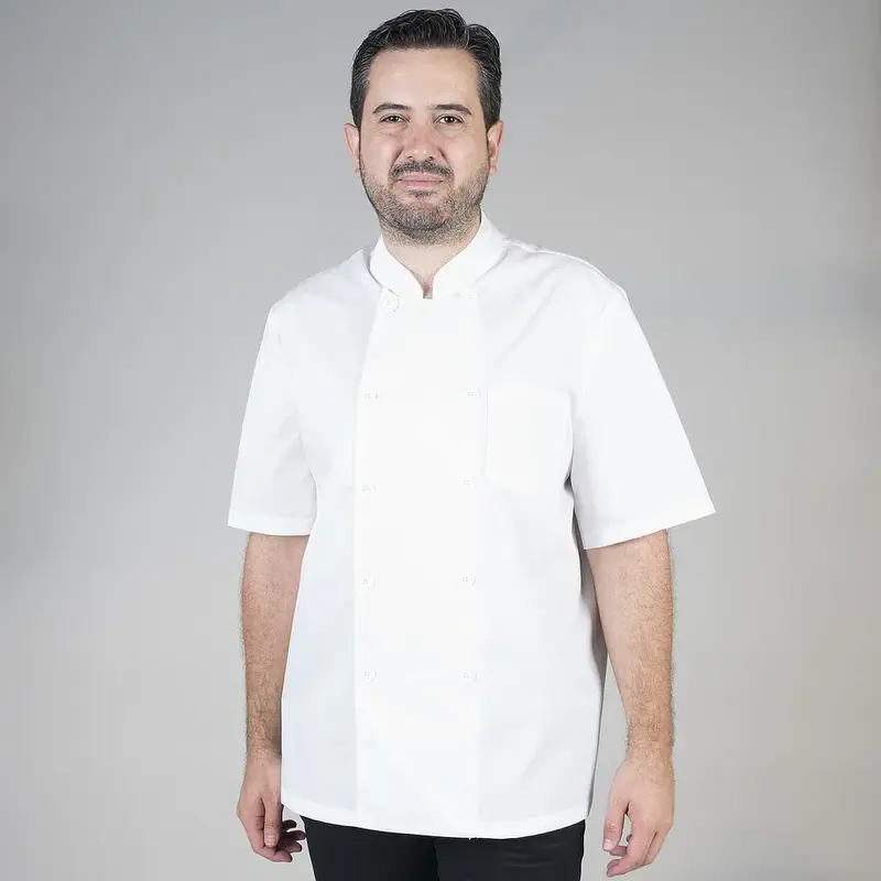 CHAQUETA COCINA UNISEX PLANA BLANCA M/C