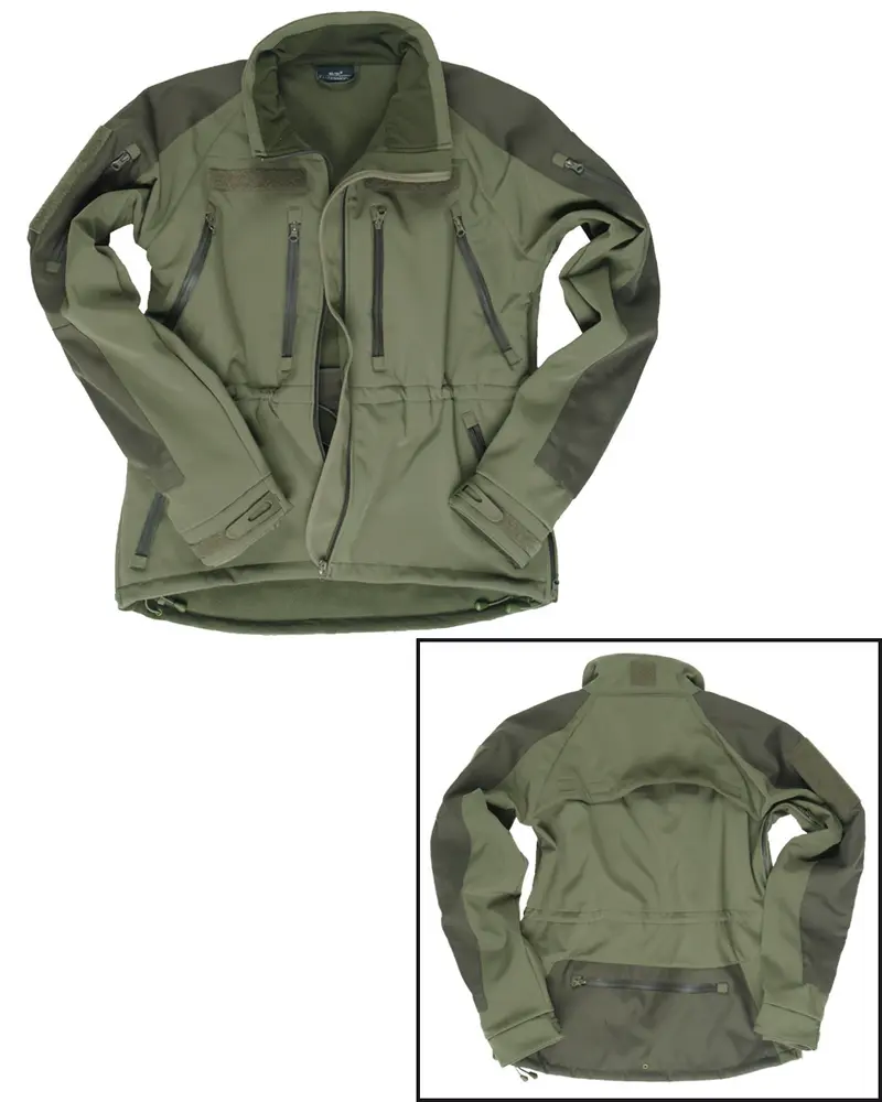 Chaqueta Softshell Mil-Tec Plus Verde Oliva - Resistente al Viento y Agua