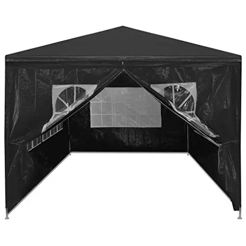 Cikonielf Tienda de Campaña para Fiesta Plegable 3 x 6M Impermeable Carpa Pabellón de Jardín Carpa de Fiesta Elegante para Jardín Negro