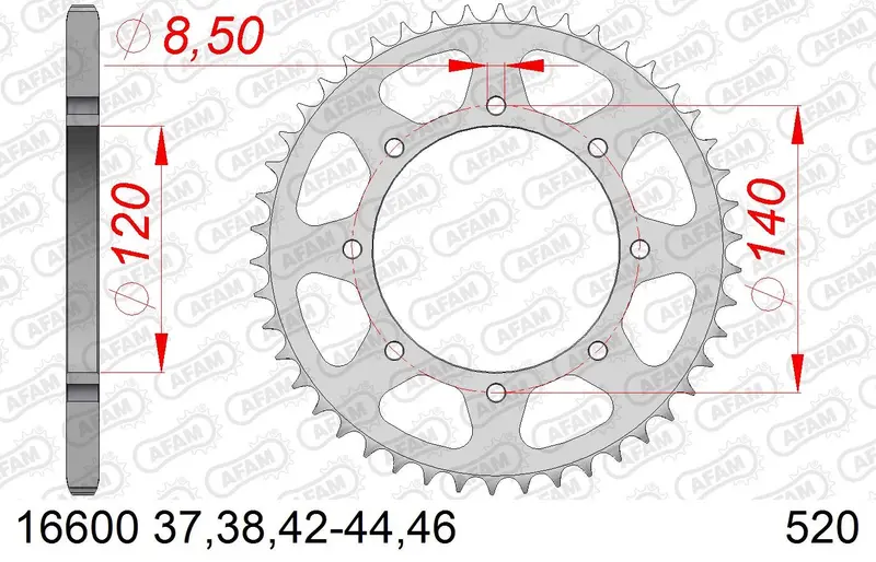 CORONA AFAM ACERO 520 X 46 KAWASAKI