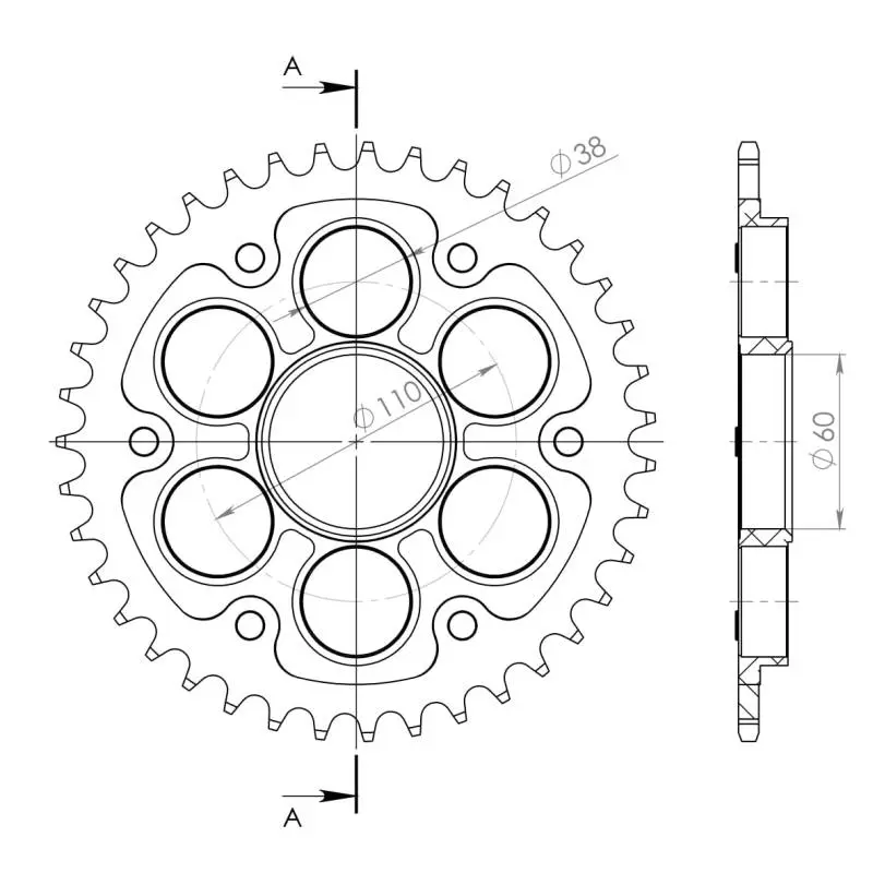 CORONA SUPERSPROX STEALTH DUCATI 525 X 39 ROJA