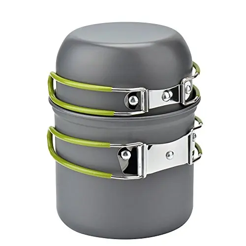 Cozyswan Utensilios de Cocina Portátil Olla y Sarténes - Batería de Cocina para Camping - al Aire Libre, 2 Piezas