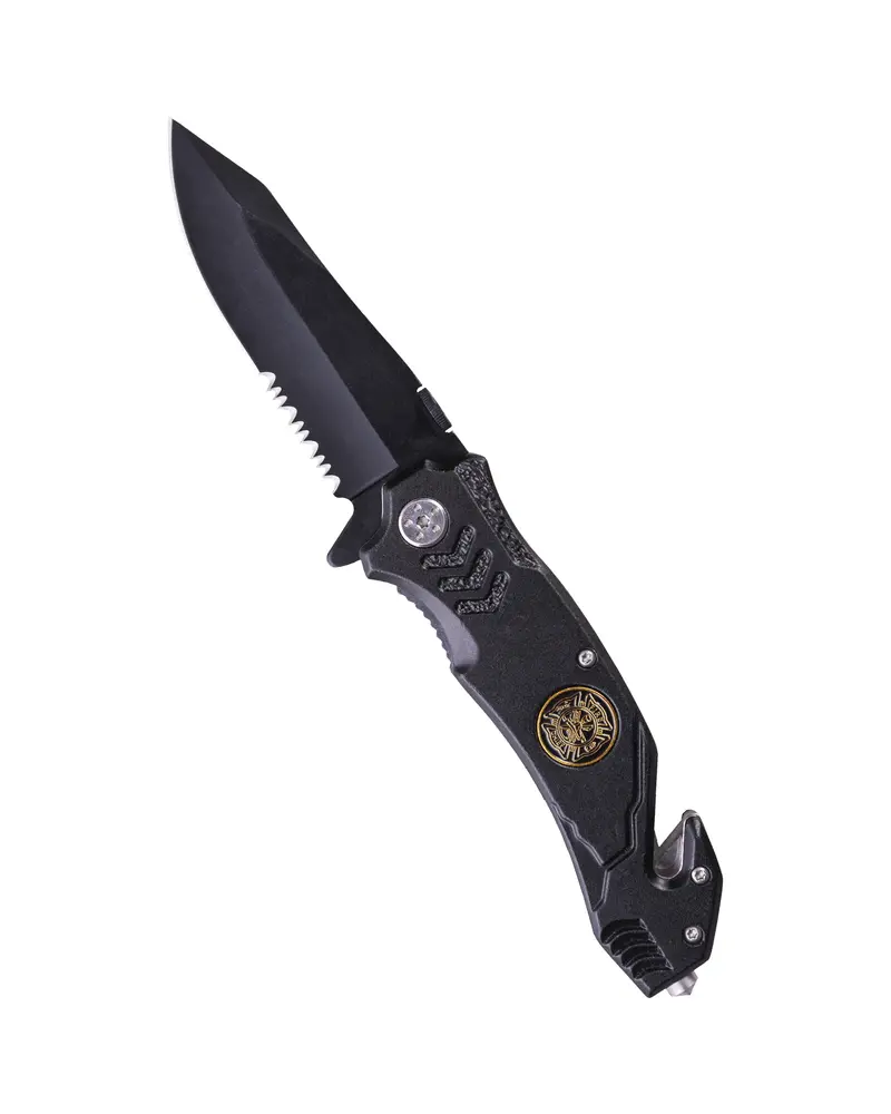 Cuchillo Plegable Mil-Tec Fire Brigade Acero Inoxidable 440A con Cortacinturón y Rompevidrios