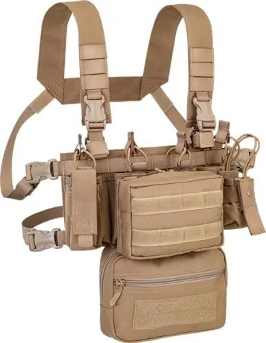 Defcon 5 Mini Chest Rig 900D Poly Molle Coyote Tan - Chaleco Táctico Compacto