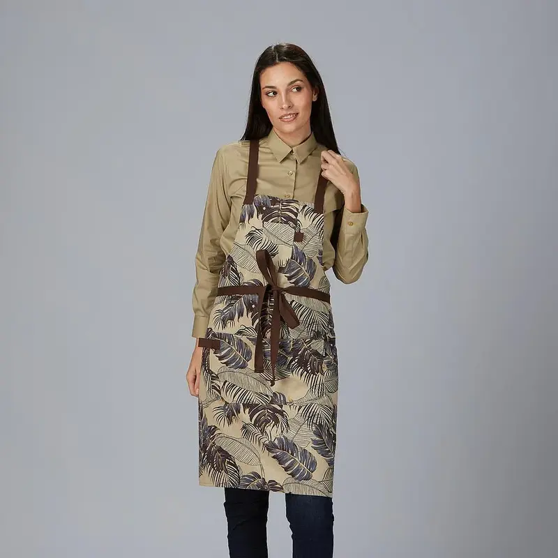 DELANTAL PETO ESTAMPADO FLORES 88X74 CM