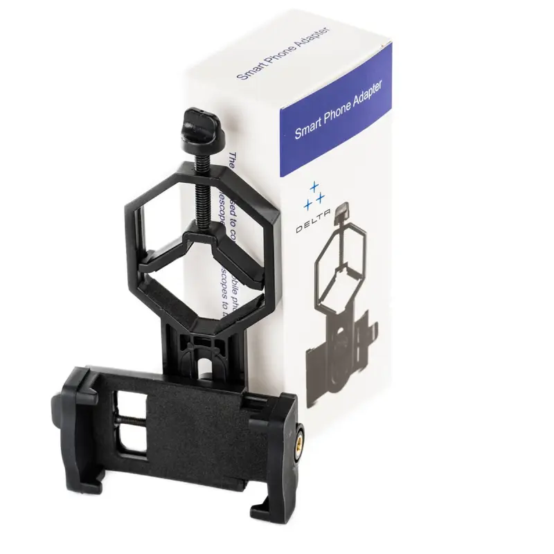 DELTA PRISM Adaptador Smart Phone 26-47mm - Soporte Universal para Telescopios y Microscopios