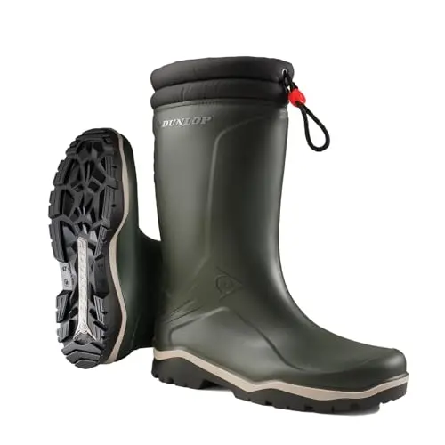 DUNLOP Blizzard Fur Lining – Botas de invierno unisex de PVC – Impermeables, aisladas y cálidas, ideales para invierno, lluvia y nieva – Verde/Negro – Tallas 36–48
