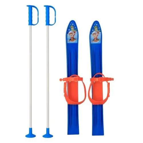 FRENDO Baby Ski 60 cm Azul - Set Completo Esquís Infantiles con Bastones y Correas