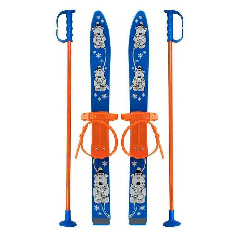FRENDO Baby Ski 70 cm Azules - Set Completo de Esquís Infantiles con Bastones y Correas