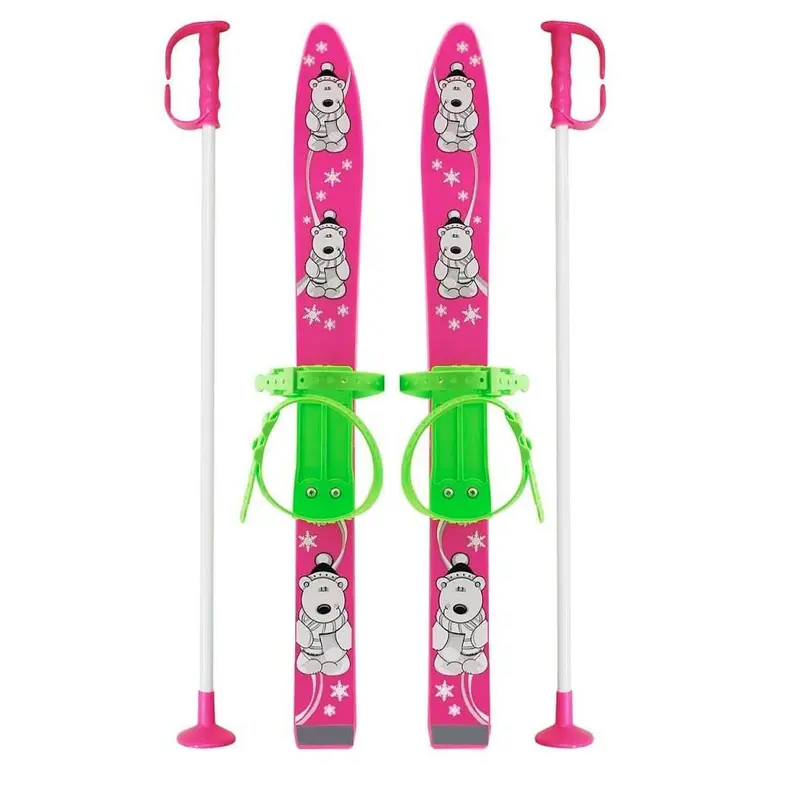 FRENDO Baby Ski 70 cm Roses - Set Completo Esquís Infantiles con Bastones y Correa