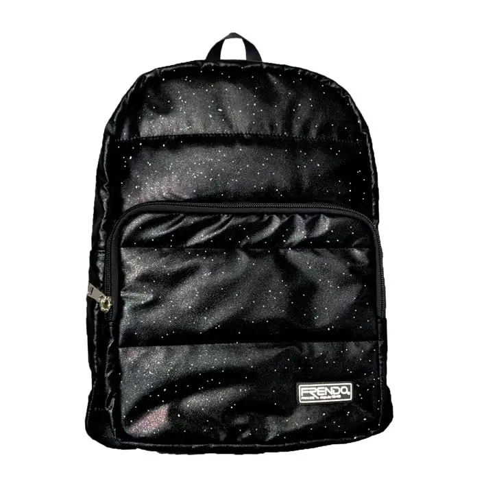FRENDO Doudoune 12 - Mochila Urbana Negro Brillante con Detalles Metálicos