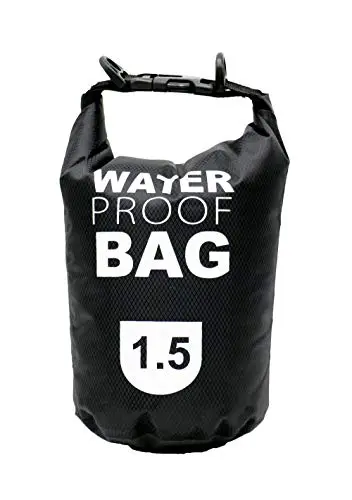 FRENDO Saco Estanco Nylon 1,5L Negro - Bolsa Impermeable para Deportes Acuáticos
