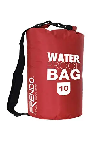 FRENDO Saco Estanco Nylon 10L Rojo - Bolsa Impermeable Ultraligera para Playa y Mar