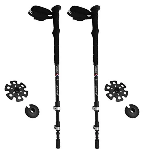FRENDO Snake Bastones de Trekking Aluminio 3 Tramos Telescópicos Negro