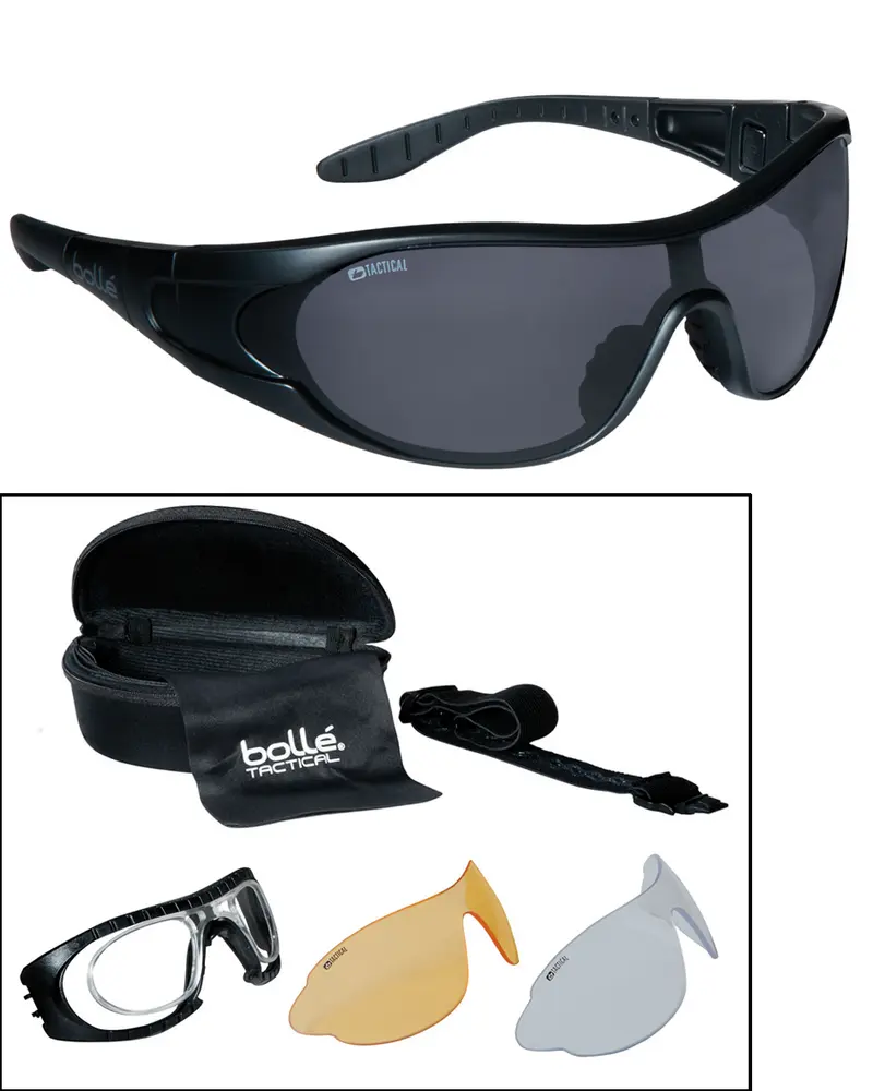 Gafas Tácticas BOLLÉ Raider con 3 Lentes Intercambiables - Protección Balística Profesional