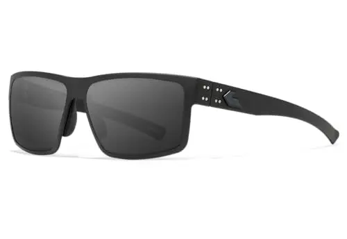 Gatorz Rig - Gafas de sol de aluminio no polarizadas hechas a mano, fabricadas en los Estados Unidos, Negro con logotipo negro/ahumado no polarizado