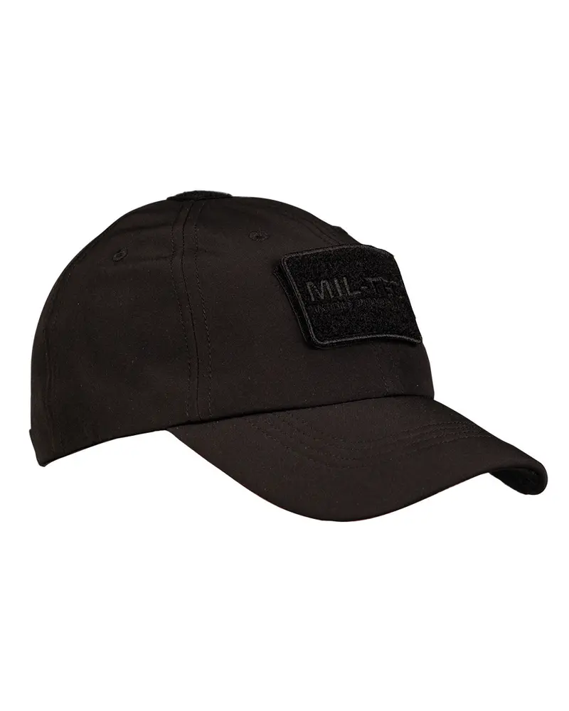 Gorra de Béisbol Mil-Tec Softshell Negra - Resistente al Viento y Ultraligera