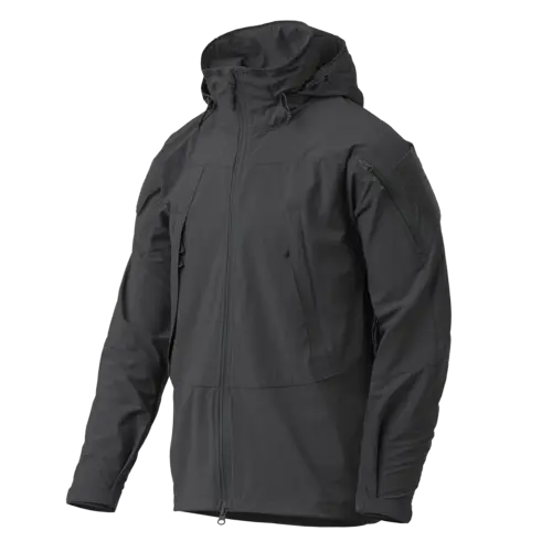 Helikon-Tex TROOPER Jacket MK2 - Chaqueta Impermeable Ultraligera con Capucha Integrada, Negro, Talla