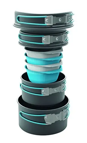 Highlander Apex Weekender - Set de Cocina Camping Completo con Olla 1,1L y Sartenes