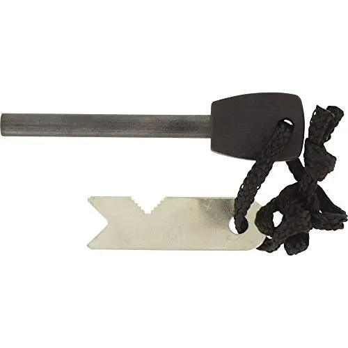 Highlander Fire Steel Scout - Encendedor de Supervivencia Reutilizable Negro 9.5cm