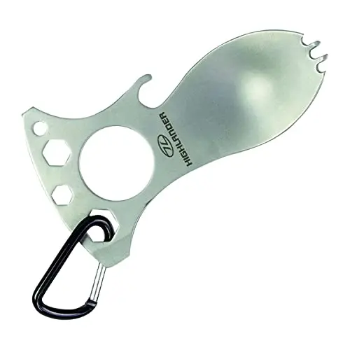 Highlander Foon Multiherramienta 5 en 1 de Acero Inoxidable para Camping y Supervivencia