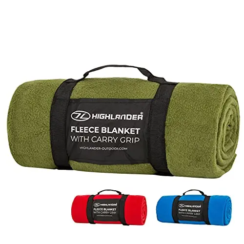 Highlander Manta de Forro Polar Negro 120x150cm - Manta Cálida para Camping y Aire Libre