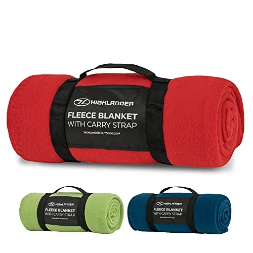 Highlander Manta Polar Rojo Oscuro con Flecos - Tejido Extrasuave Texturizado