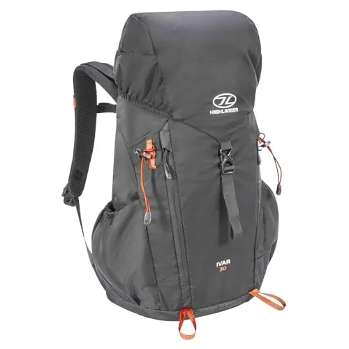 Highlander Mochila Ivar 30L Steel Grey - Mochila Senderismo Hombre con Funda Impermeable
