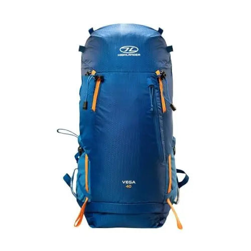 Highlander Mochila Vega Sky Blue 40L - Mochila de Senderismo Unisex con Funda Lluvia