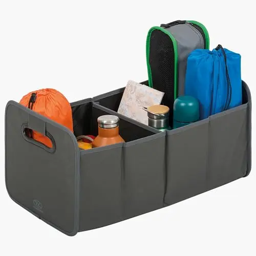 Highlander Sherpa Caja de Almacenamiento Plegable Gris - Resistente para Camping y Supervivencia
