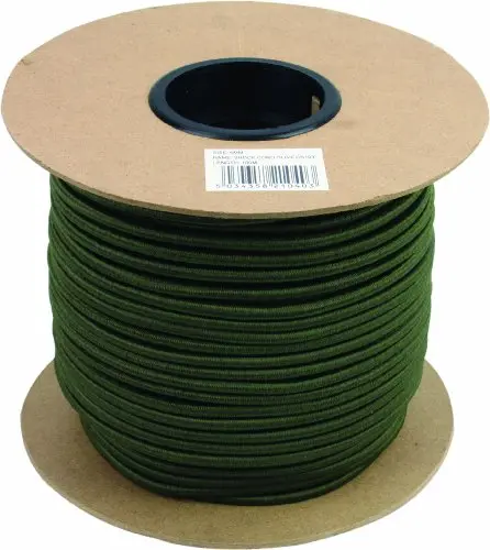 Highlander Shock Cord Cuerda Elástica Verde Oliva 6mm x 100m - Cuerda Utilitaria para Camping y Senderismo